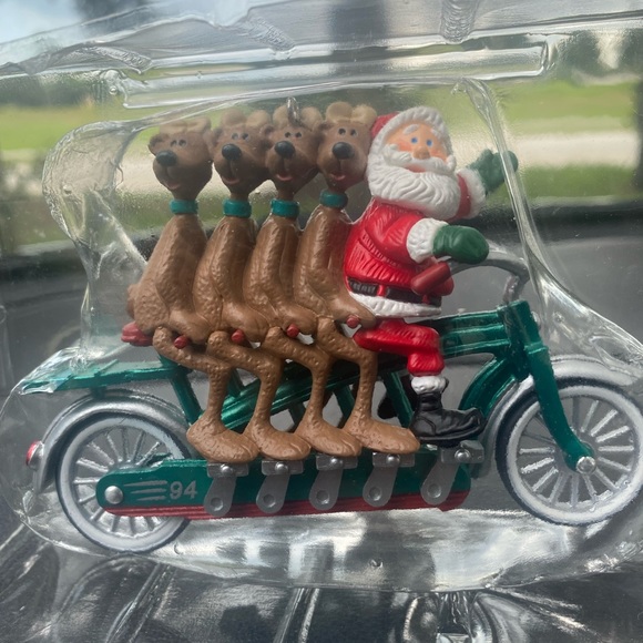 Hallmark Christmas Ornament 1994 Santa Claus Reindeer Bicycle Cyclists - Picture 9 of 11